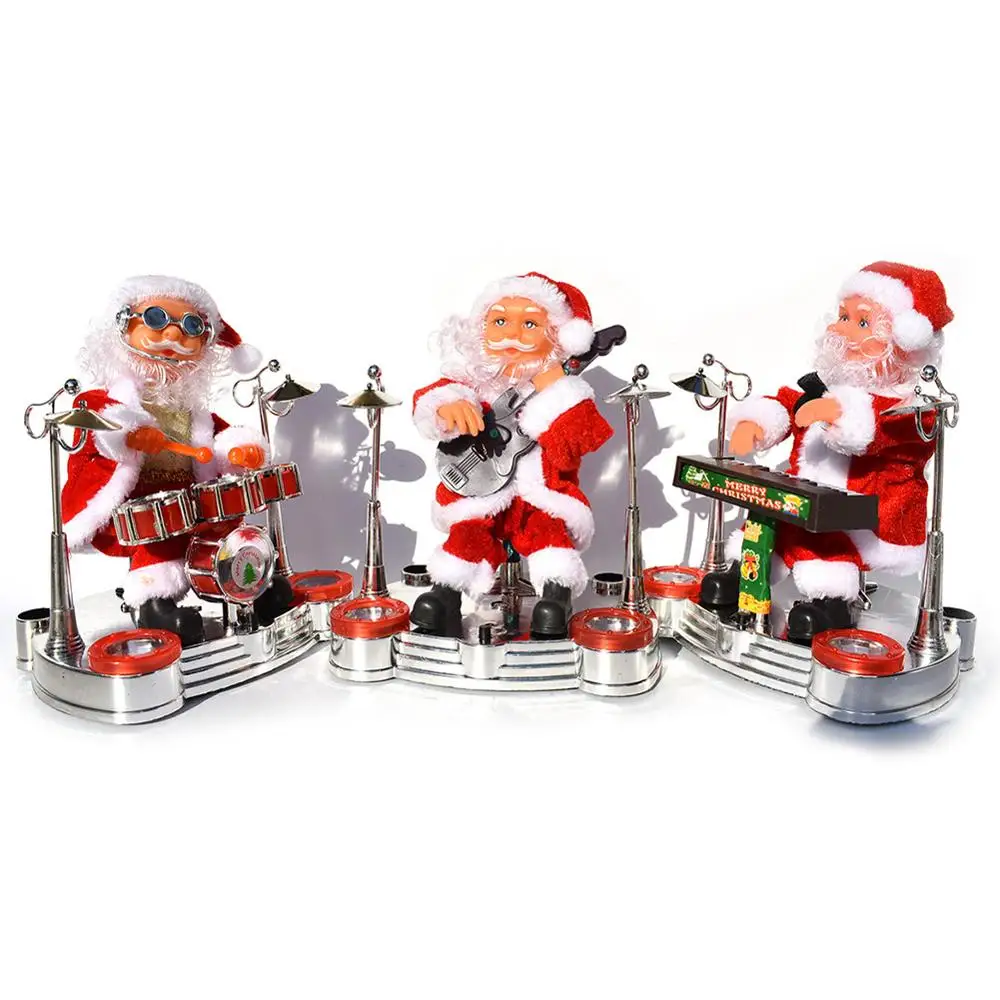 Электрический санта-клаус играет музыкальное фортепиано маленькая фигурка