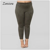 army green suede leather skinny women pants plus size seamless leggings pant bodycon soft faux leather trousers female custom