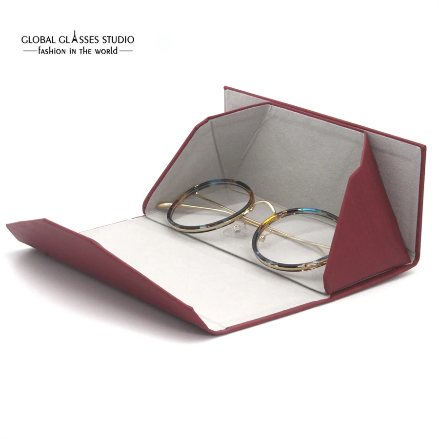 1 шт. Портативный треугольные солнечные очки коробки Складные PU