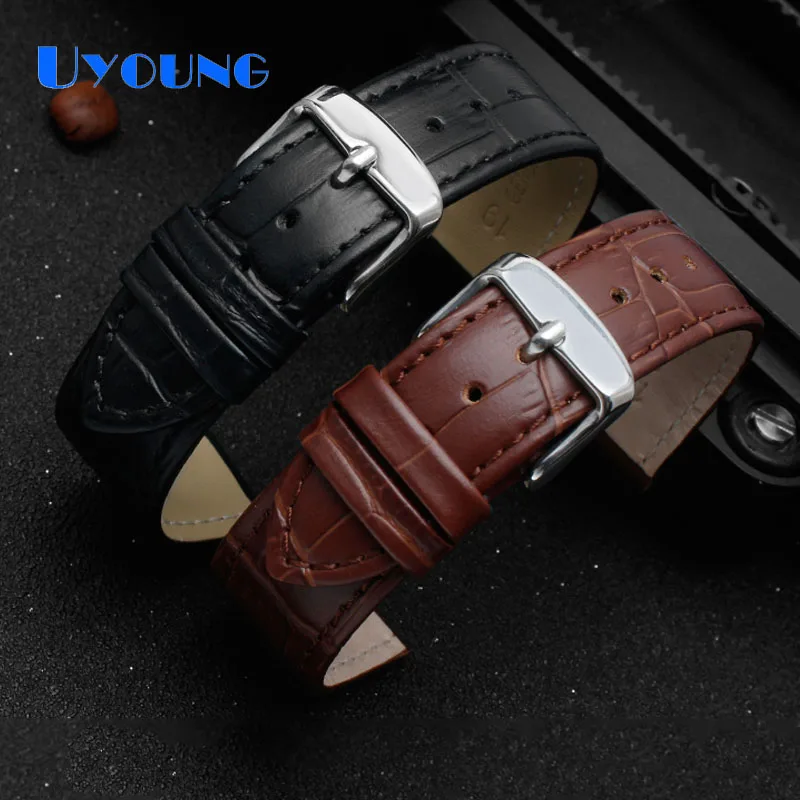 

Genuine leather watch band for casioarmami 16mm 18mm 19mm Cowhide watch with thin section Bamboo pattern 20mm watch strap men's