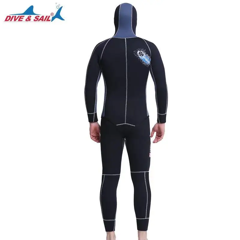 

Double Warm Professional 5MM SCR Neoprene 2-pieces Men Hooded Wetsuit Scuba Diving Suit Zipper Split Spearfishing Wet Suit