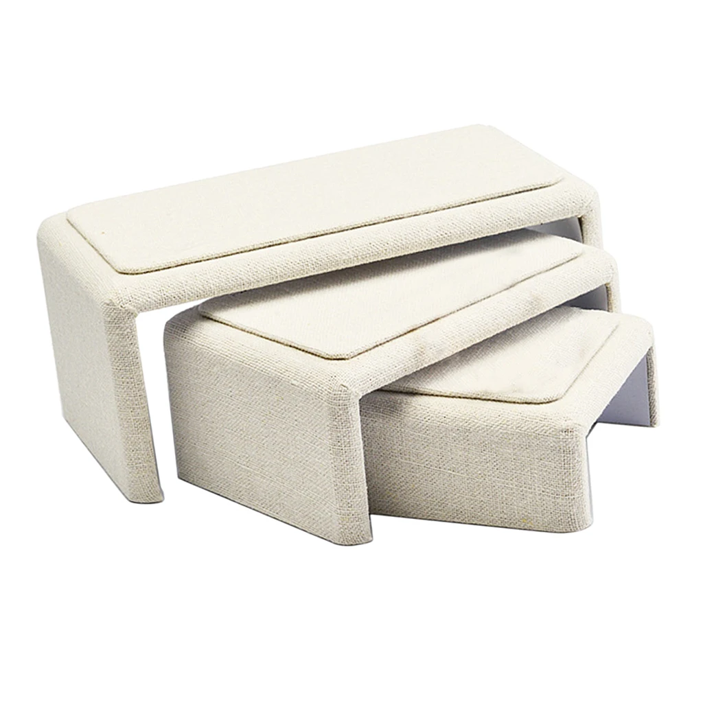 

Prettyia 3 in 1 Jewelry Display Stand Set White Linen Necklace Showcase