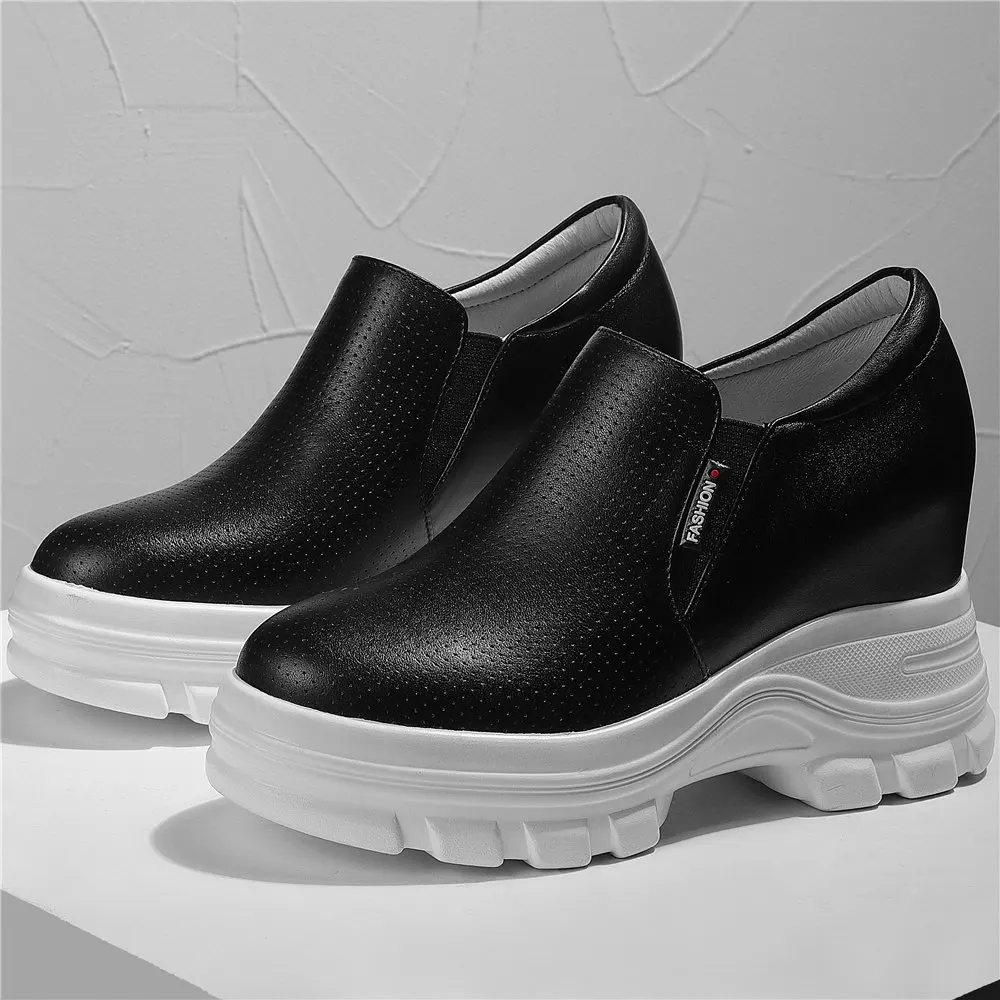 

Fashion Sneakers Women Genuine Leather Wedges High Heel Ankle Boots Female Breathable Round Toe Platform Pumps Shoe Casual Shoes