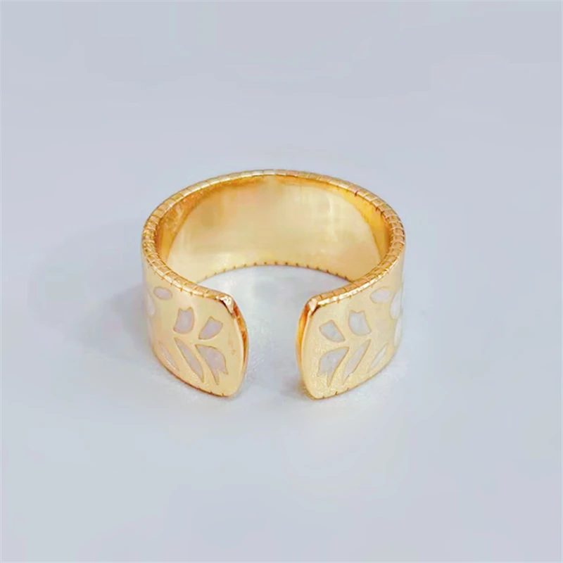 Женское регулируемое кольцо корейское модное Золотое с цветами и листом в