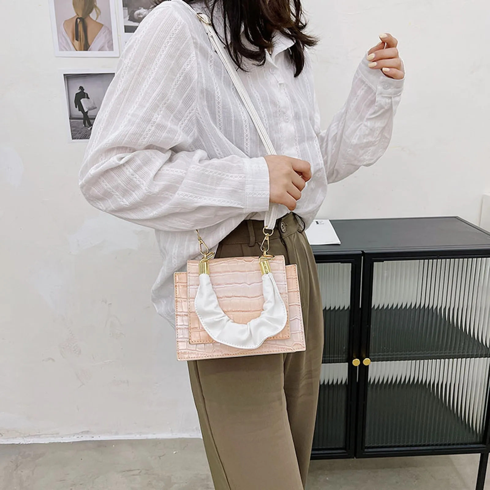 Женская сумка через плечо с узором крокодиловая кожа кожаные сумки из