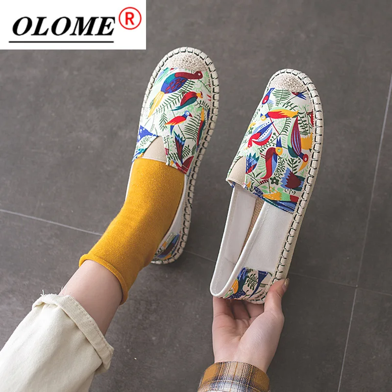 

Women's Linen Woven Flat Fisherman Shoes Ethnic Style Women's Breathable Canvas Casual Shoes 2020