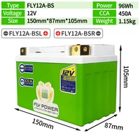 YTX12A-BS 12V Motorcycle LiFePO4 Starter Battery CCA 450A 96Wh With BMS Snowmobiles LFP Lithium Scooter Engine Battery FLY12A-BS