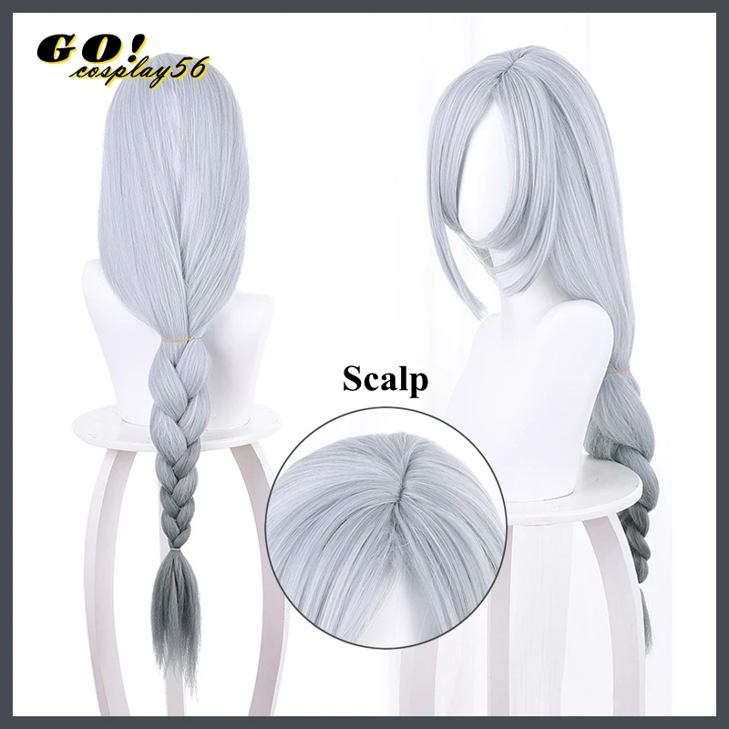 

Genshin Impact Shen He Cosplay Wig 90cm Long Braided Pigtail Light Grey Blue Shenhe Heat Resistant Hair Role Play