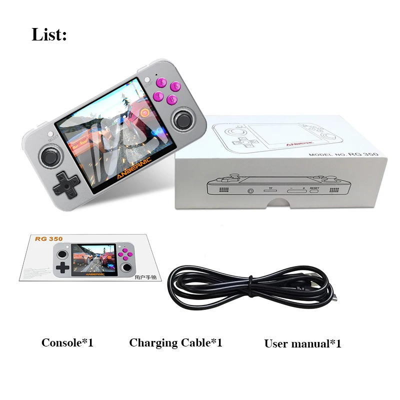 RG350 3.5-дюймовая IPS-экранная ретро-игровая приставка 64 бита 2500+ с картой 16G+128G TF для системы с открытым исходным кодом.