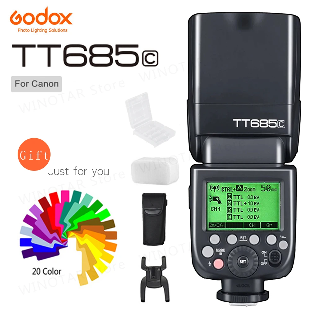 Беспроводная вспышка Godox TT685 TT685C E TTL 2 4G 1/8000s для Canon 5D Mark III/II/IV 80D 70D 60D 50D 40D 7DII 7D 6D