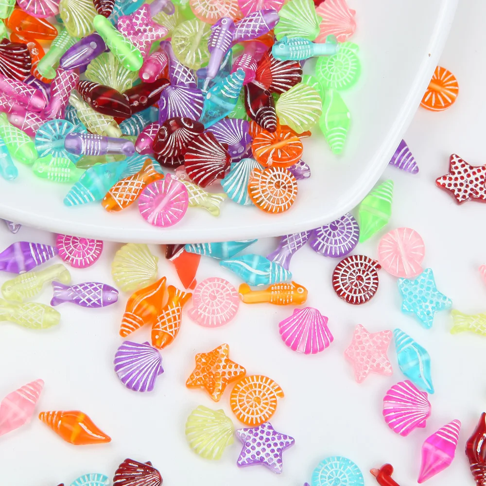 

200 шт. 12 мм раковина для рыбы смешанные бусины акриловые граненые разделительные бусины DIY ювелирные изделия Шарм для браслета детские украш...