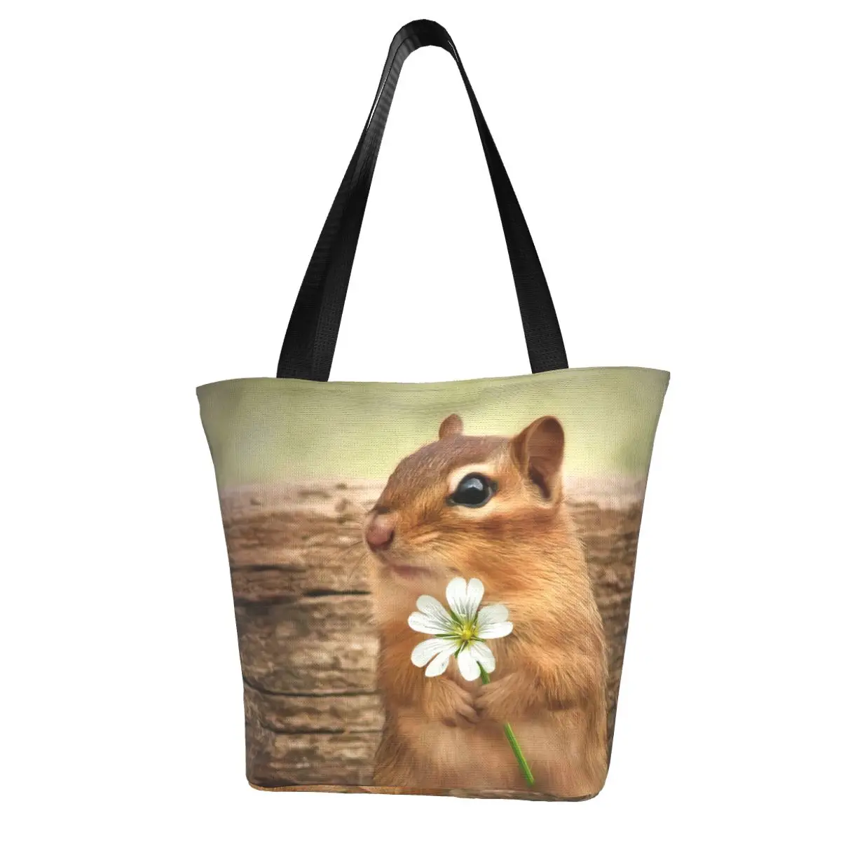 Chipmunks Polyester outdoor girl handbag, woman shopping bag, shoulder bag, canvas bag, gift bag