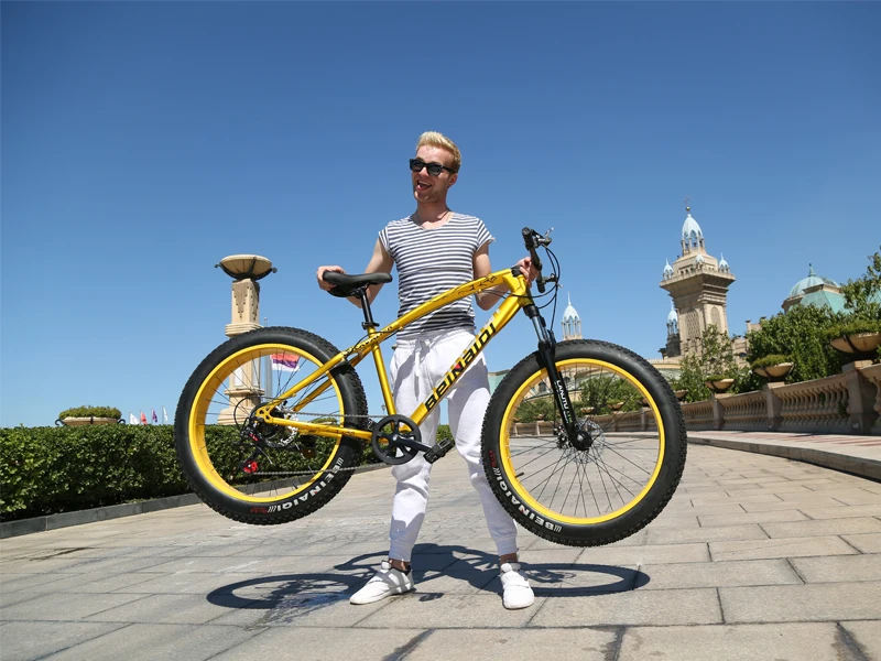 Горный велосипед 4,0 fat tire велосипедный двойной дисковый тормоз пляжный велосипед Снежный велосипед светильник из высокоуглеродистой стали горный велосипед