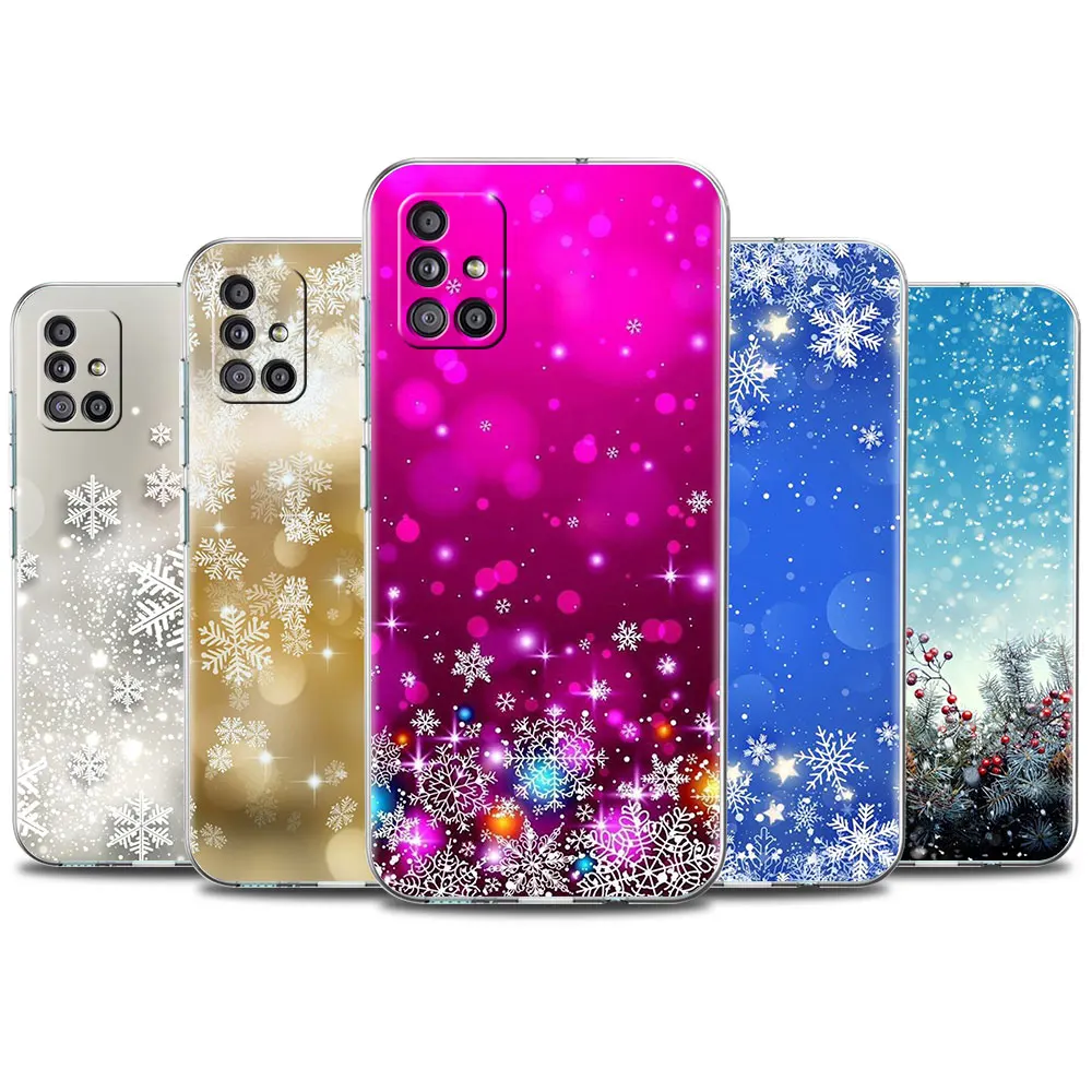 

Snow Flower Transparent Case For Samsung Galaxy A51 A71 A21s A31 A12 A32 5G A21 EU A52 4G A41 A11 A22 TPU Phone Cover