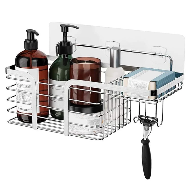 

Shower Caddy Basket for Shower, Adhesive Shower Shelf for Wall No Drilling Stainless Steel, Rust Proof Bathroom Shelf