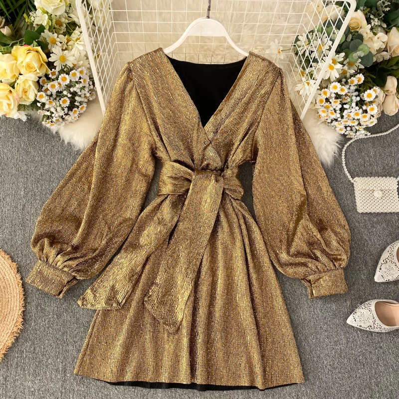 Хорошее качество роскошное Золотое блестящее Бандажное женское вечернее платье