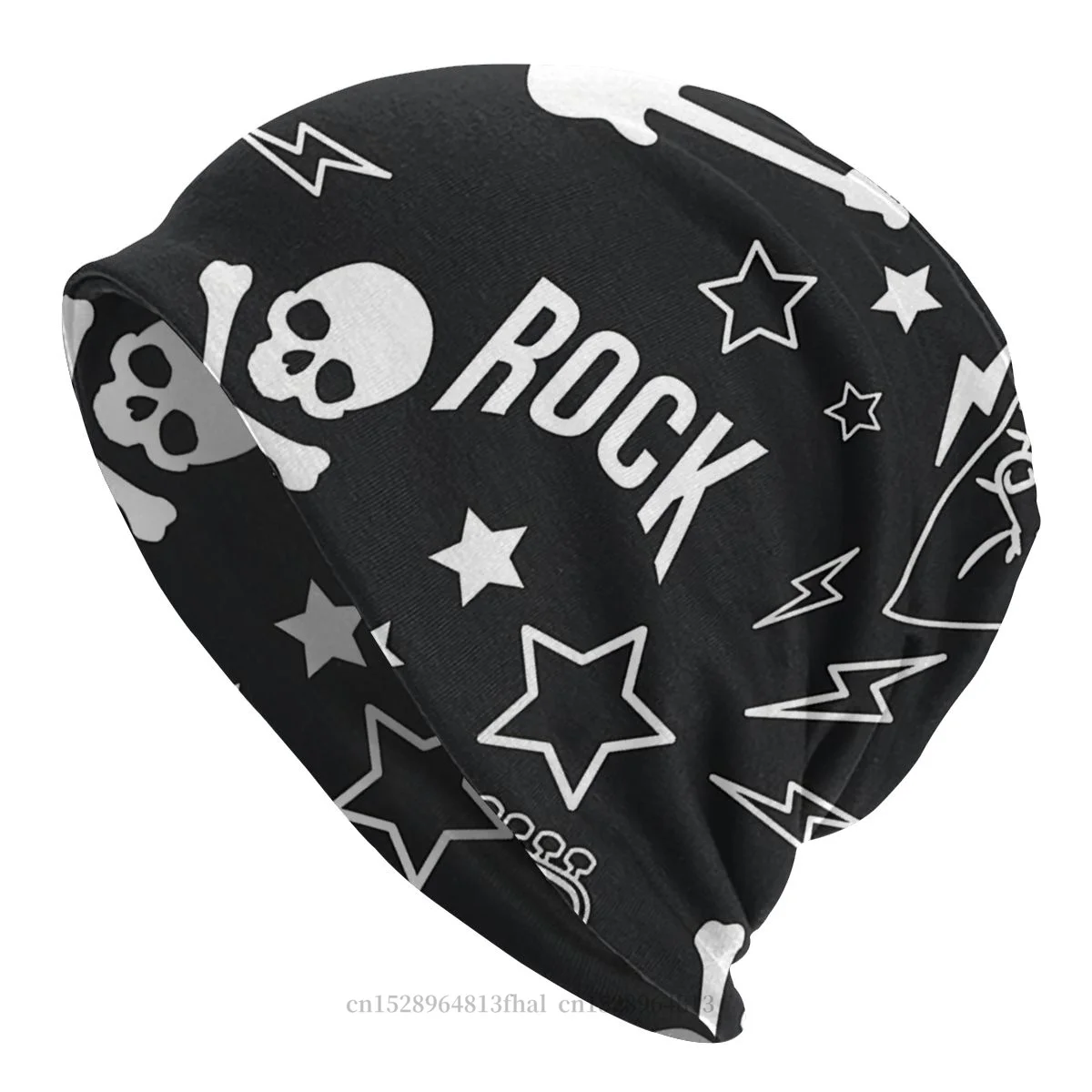 

Skullies Beanies Hat Rocker Rock Music Pattern Winter Beanie Caps For Men Women Heavy Metal Punk Ski Caps Cotton Bonnet Hats