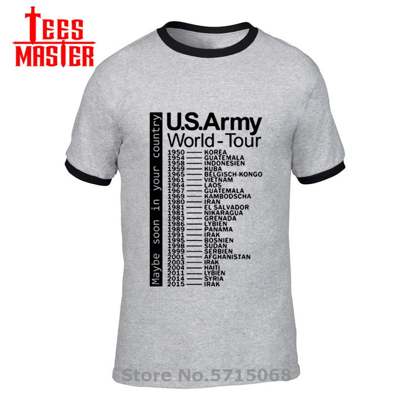 Армии США World Tour футболки человек футболка 2020 Забавный дизайн в стили милитари