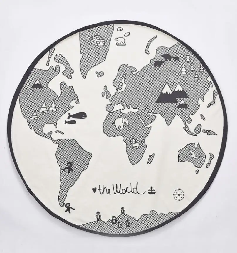 world-map Детский круглый игровой коврик DIY, детский игровой коврик, игровой коврик для малышей, коврик для ползания, напольный ковер, украшение детской комнаты, реквизит для фотосессии - Цвет: world-map