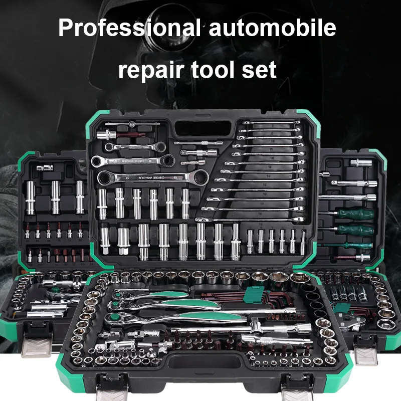 

Набор ручных инструментов, комплект комбинированных инструментов для ремонта автомобиля, гаечный ключ с храповым механизмом, торцевой клю...