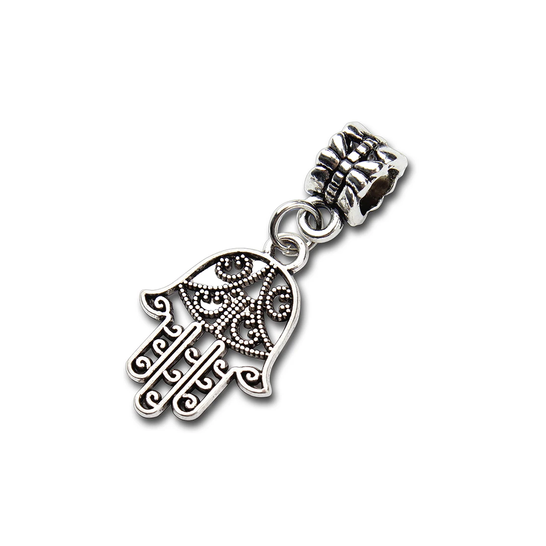 

10 шт./лот античный серебряный цвет 15x32 мм ручной кулон Hamsa с 5 мм большим отверстием круглые бусины подходят для DIY браслетов ювелирных издели...