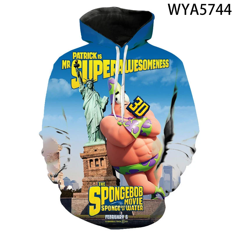 

2021 New Spring Anime Sponge Movie 3D Printing Men's and Women's Hoodie Children's Fashion Pullover Sweatshirt
