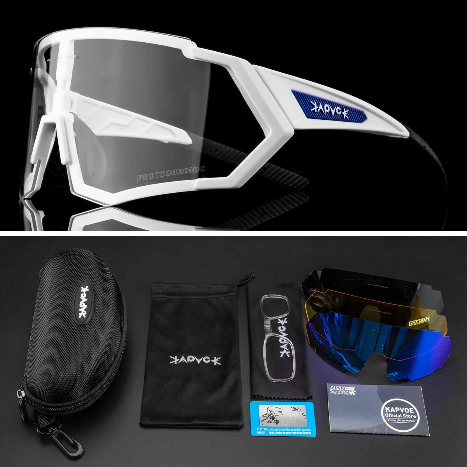 

Kapvoe Men Outdoor Sports Riding Fishing Polarized Glasses Female Running Mountain Sunglasses Windproof Bicycle Cycling Eyewear
