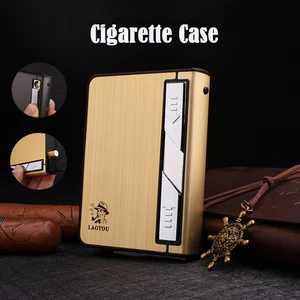 Creative USB Rechargeable Multifunctional 2 In 1 Mens Cigarette Case Lighter Metal Windproof Lighter Mens Gift