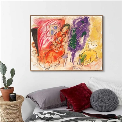 Современное украшение холст Chagall Реалистичная картина картины картина на стену для дома печать Акварельная Модульная для гостиной плакат - Цвет: BO XJNN6093-04