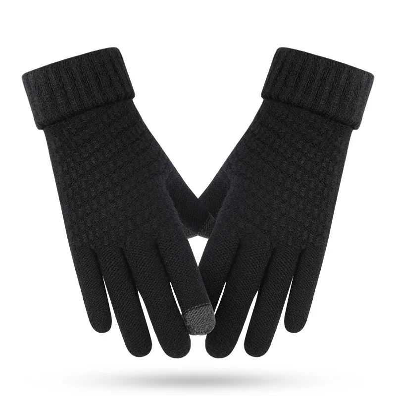 

New Winter Gloves For Men Thicken Knited Windproof Warm Cold Gloves Outdoor Cycling Touchscreen Solid Color Women's Gloves
