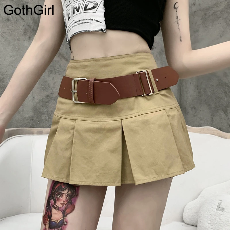 

Женская юбка в клетку Goth Grunge, зеленая клетчатая юбка в стиле Харадзюку, уличная одежда в стиле преппи, юбка с завышенной талией Y2k для девушек