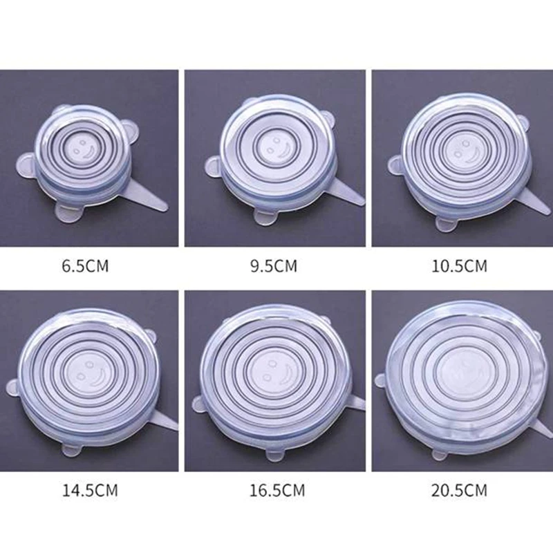Силиконовые растягивающиеся крышки многоразовые для пищевых контейнеров