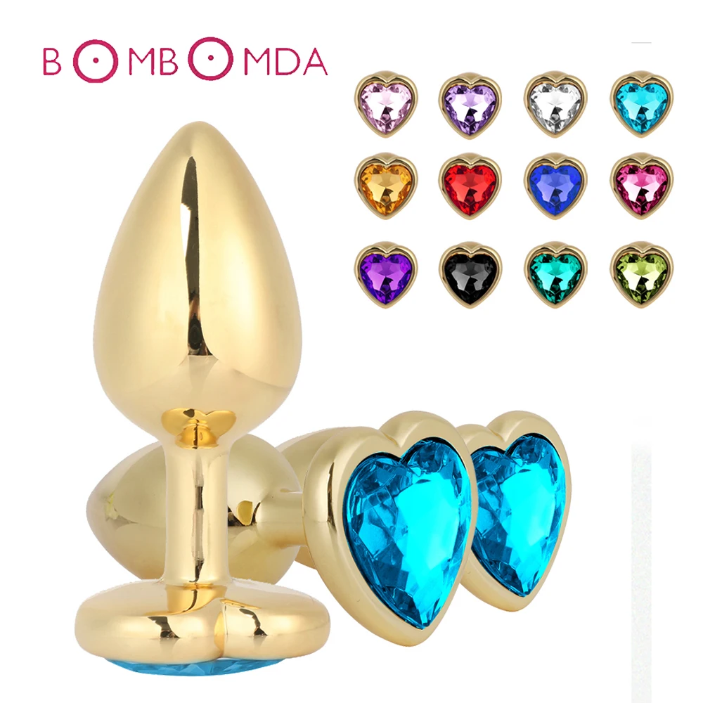 Анальная пробка секс игрушки интимный мастурбатор металлический с кристаллами