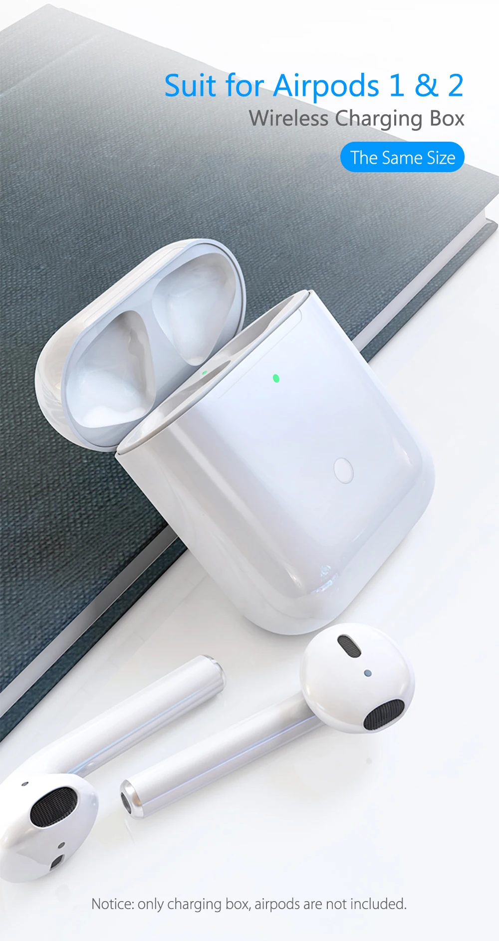 Qi беспроводной зарядный чехол, сменный для Airpods 450 мАч, Bluetooth зарядка с сопряжением, всплывающее окно для Airpods Pod Pods 1 2