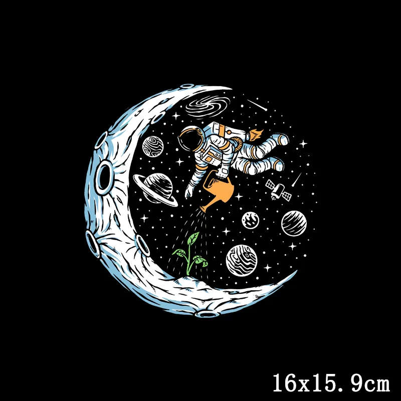 

Iron on Transfer Astronaut Patch Moon Applique Heat Transfer Vinyl Space Patches Stickers Kids Stripes on Clothes Thermal Press