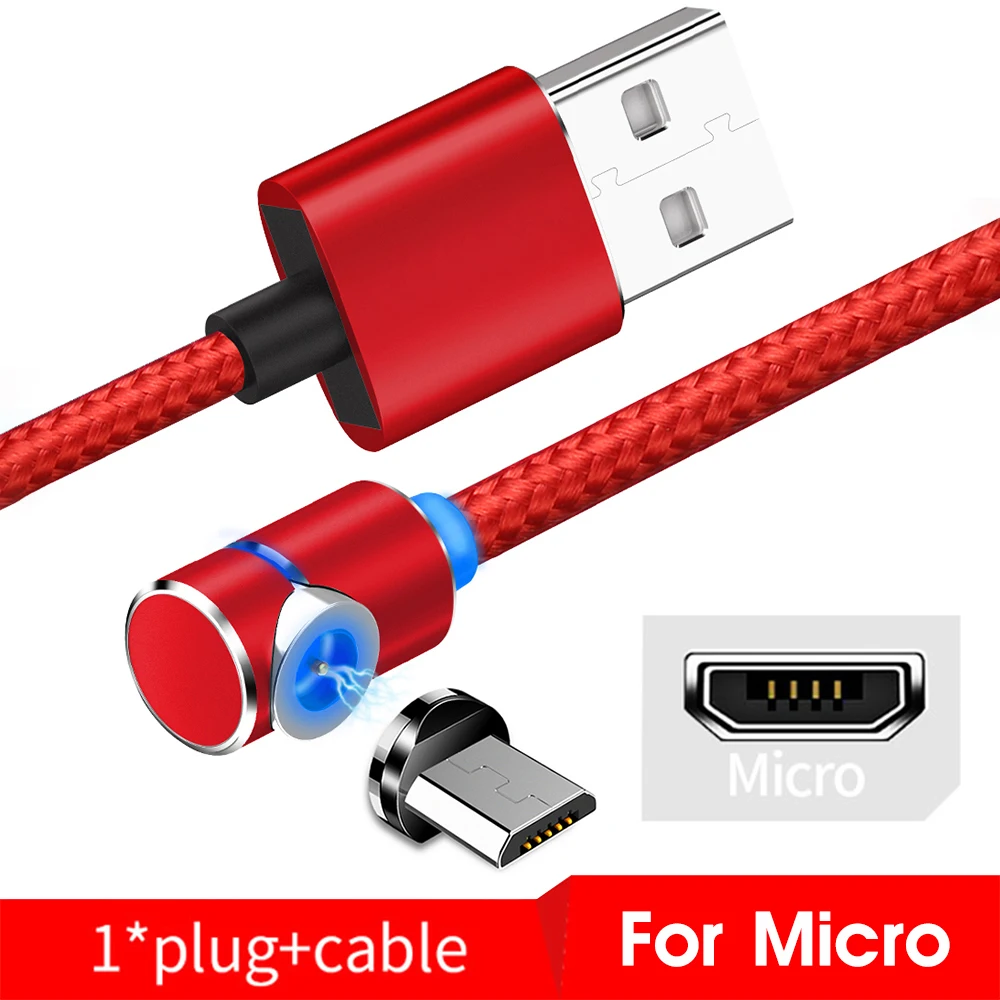 Магнитный usb кабель для зарядки для iPhone, быстрая зарядка, кабель для Android, Магнитный провод для samsung, Micro usb type C, кабель для зарядки, шнур для передачи данных - Цвет: Red For Micro USB