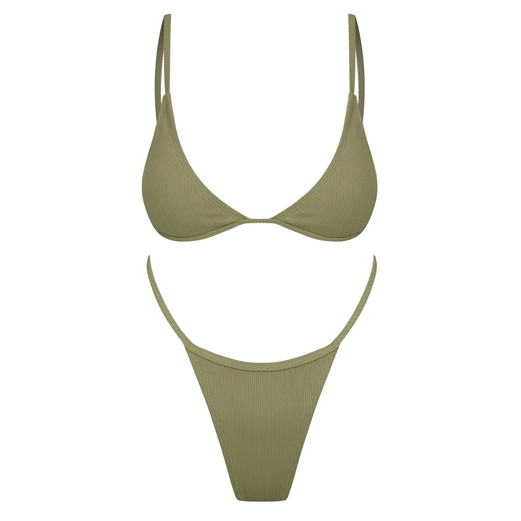 Solid Bandage Bikini Set HIgh Waist Backless Sexy Push Up Brazilian Swimwear 2020 Beachwear Swimsuit Summer Femme #30 |