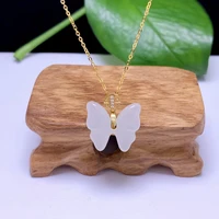shilovem 18k yellow gold real natural white jasper pendants christmas gift fine jewelry plant wedding no necklace yzz15176681hby
