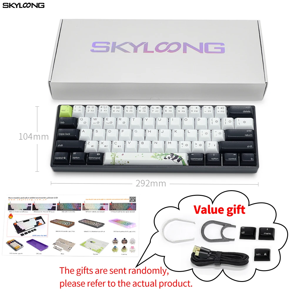 

SKYLOONG AK61 Panda Mini Gamer 60% Mechanical Backlit Keyboard Switch Gateron Yellow Gaming Accessories Gk61 Tablet Windows 10