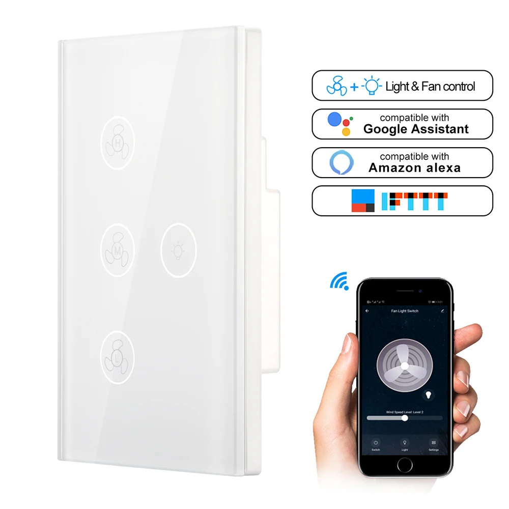 Умный настенный высветильник ель для потолочного вентилятора с поддержкой Wi