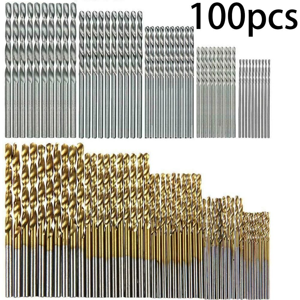 

100 1~3mm HSS High Speed Steel Titanium Coated Twist-Drill Bit Kit Drilling Tool