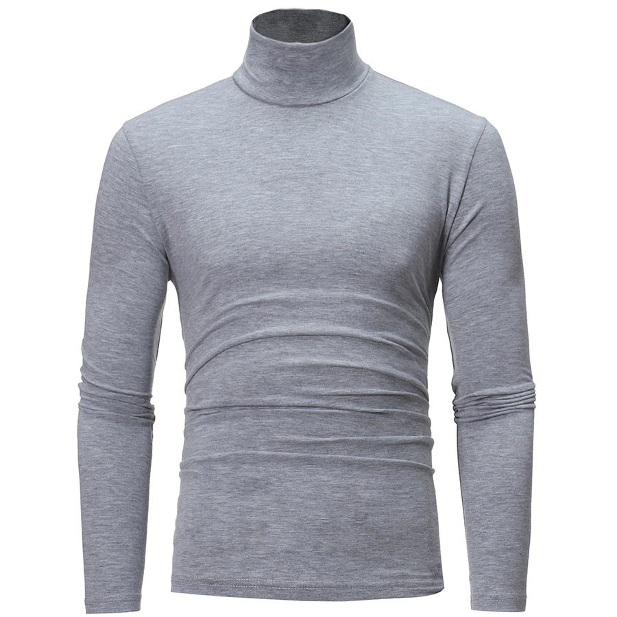 

Autumn Winter Mens Thin Thermal T-shirt Men's Half-collar Bottoming Slim Warm Cotton High-necked Long-sleeved T-shirt