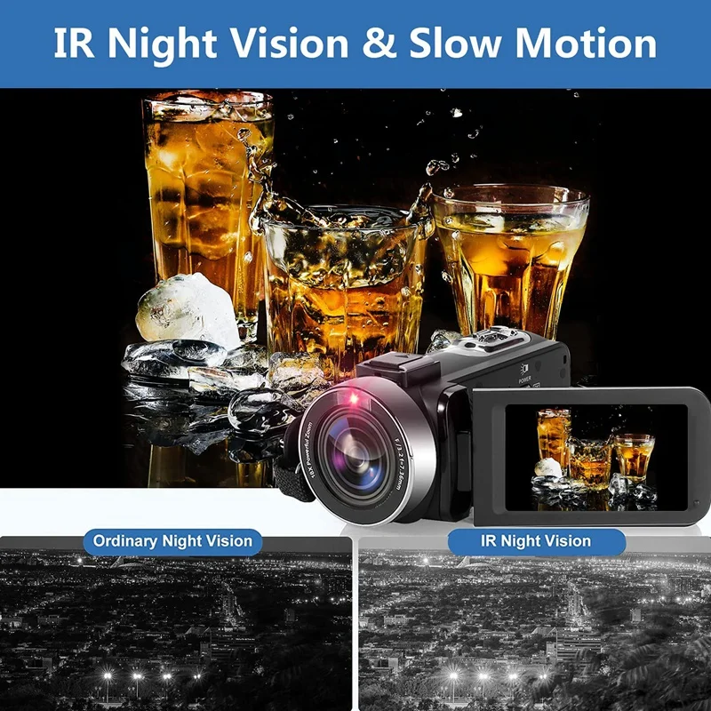 Видеокамера видеокамера 4K 60FPS 48MP для Youtube цифровая камера с микрофоном и