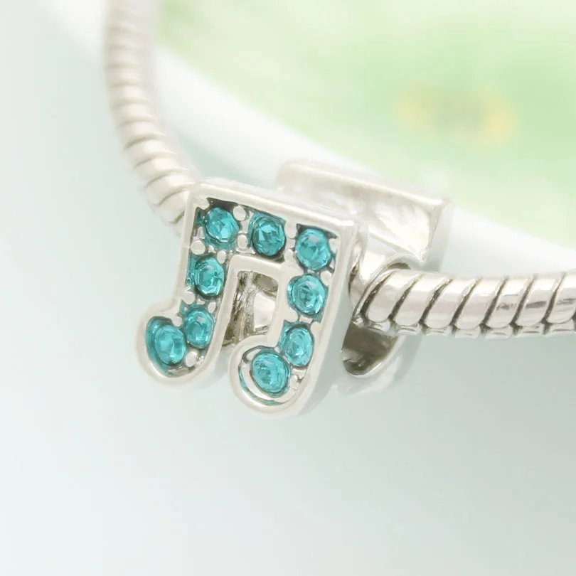 Синий кристалл музыка Шарм Примечание европейский шарик fit Pandora браслет