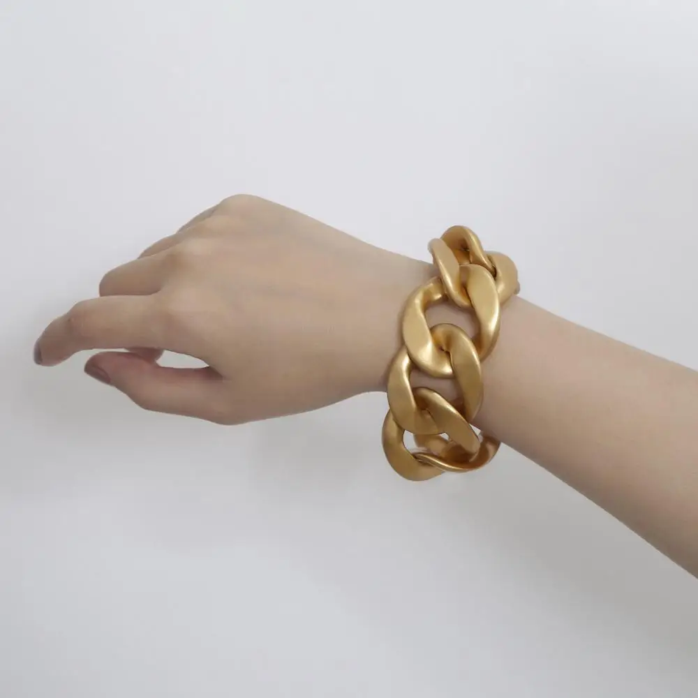 FFLACELL 2020 Новый Большой Матовый Золотистый металлический браслет цепочка