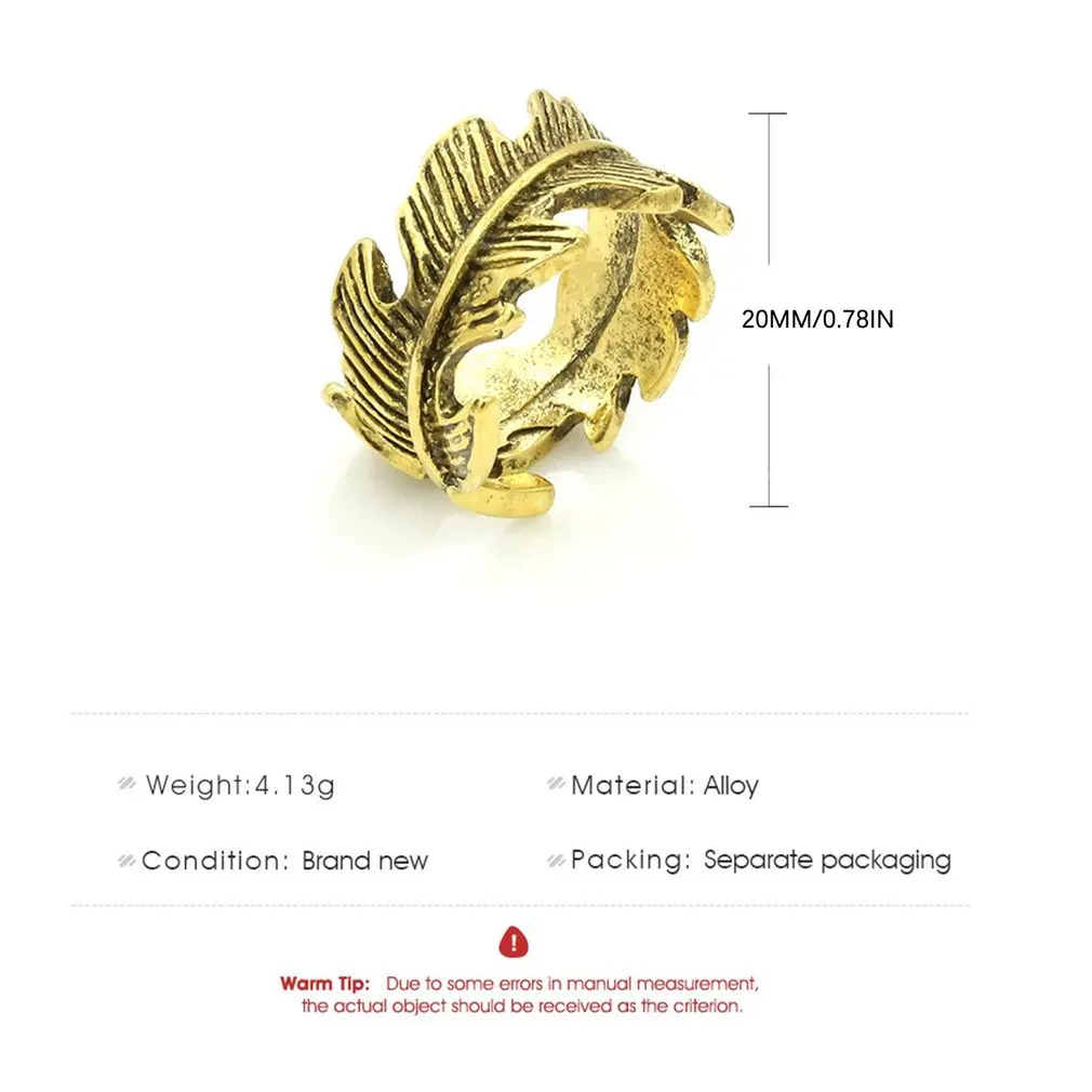 

New Simple Retro Feather Ring Tree Leaf Ring Fashion Jewelry Hypoallergenic Female Feather Ring Fine Workmanship Women Gift