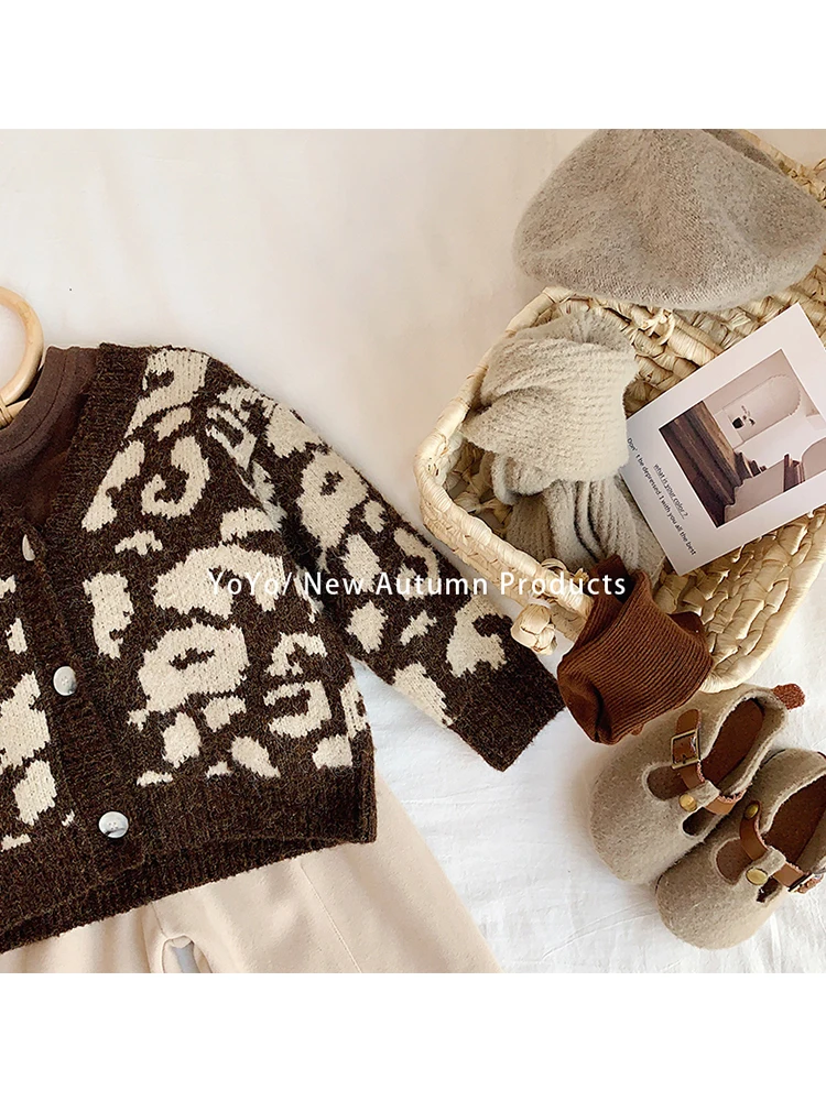 Вязаный кардиган для девочек свитер осенняя и зимняя одежда 2019 чистый хлопок