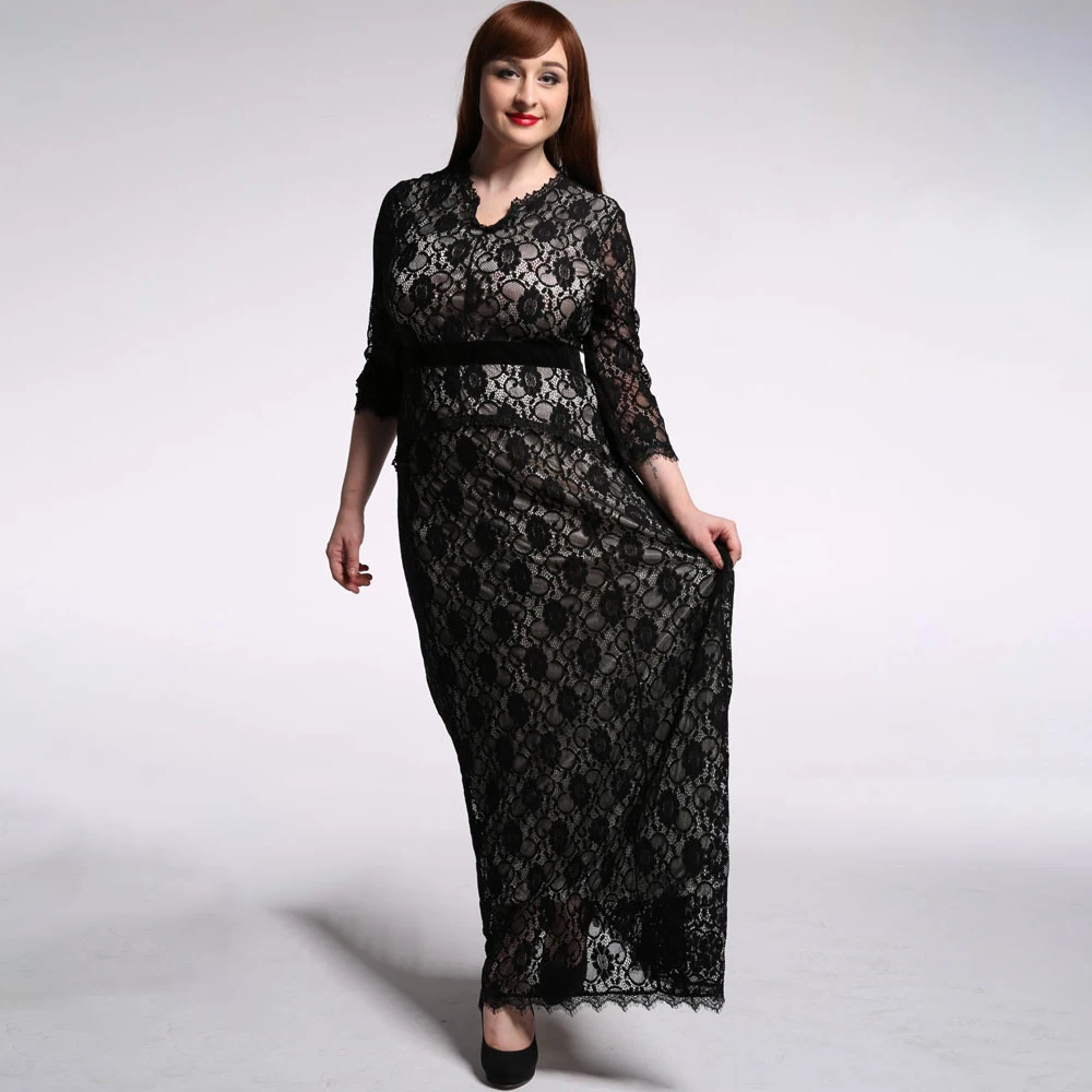 

Женское платье с рукавом три четверти и V-образным вырезом