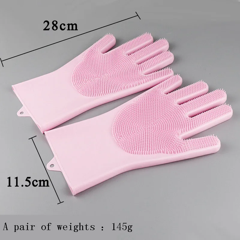 

A Pair of Dishwashing Silicone Gloves, Kitchen Cleaning Tools Scrubbing Silicone Cleaning Gloves Housework Cleaning Gloves