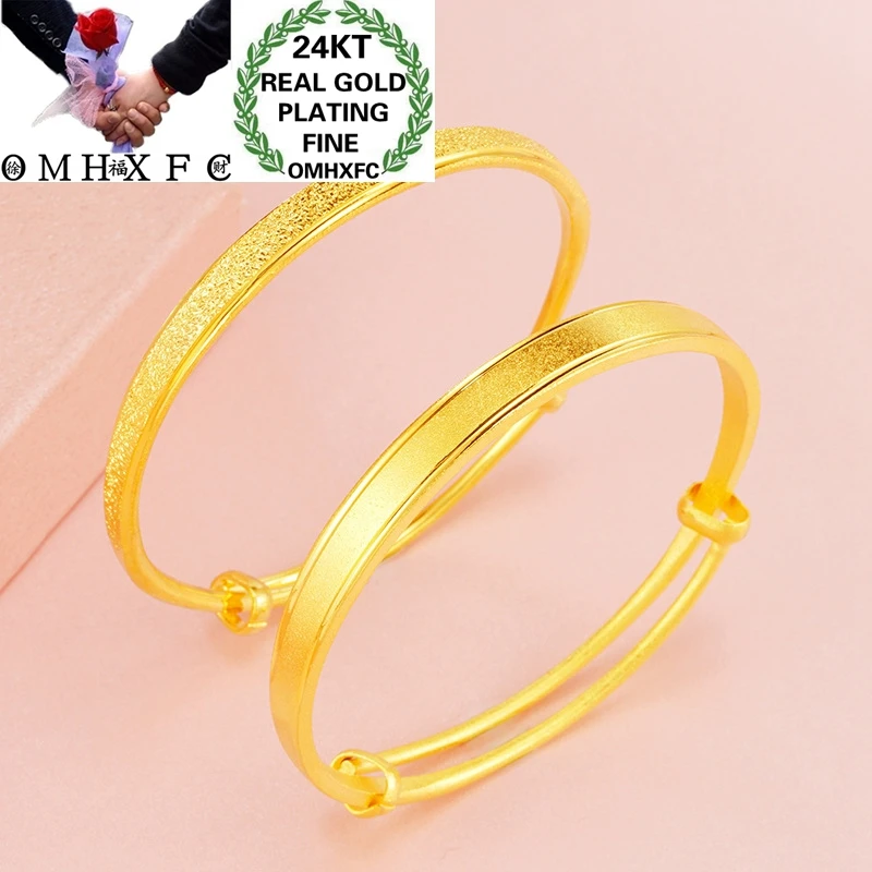 OMHXFC оптовая продажа BE409 Европейская мода изысканная женщина на день рождения свадебный подарок винтажные линии 24KT золотистый браслет